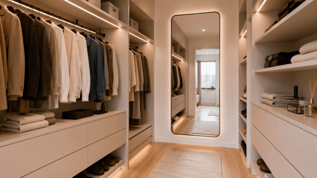 Begehbarer Kleiderschrank & Ankleide planen Maße, Aufteilung, Licht